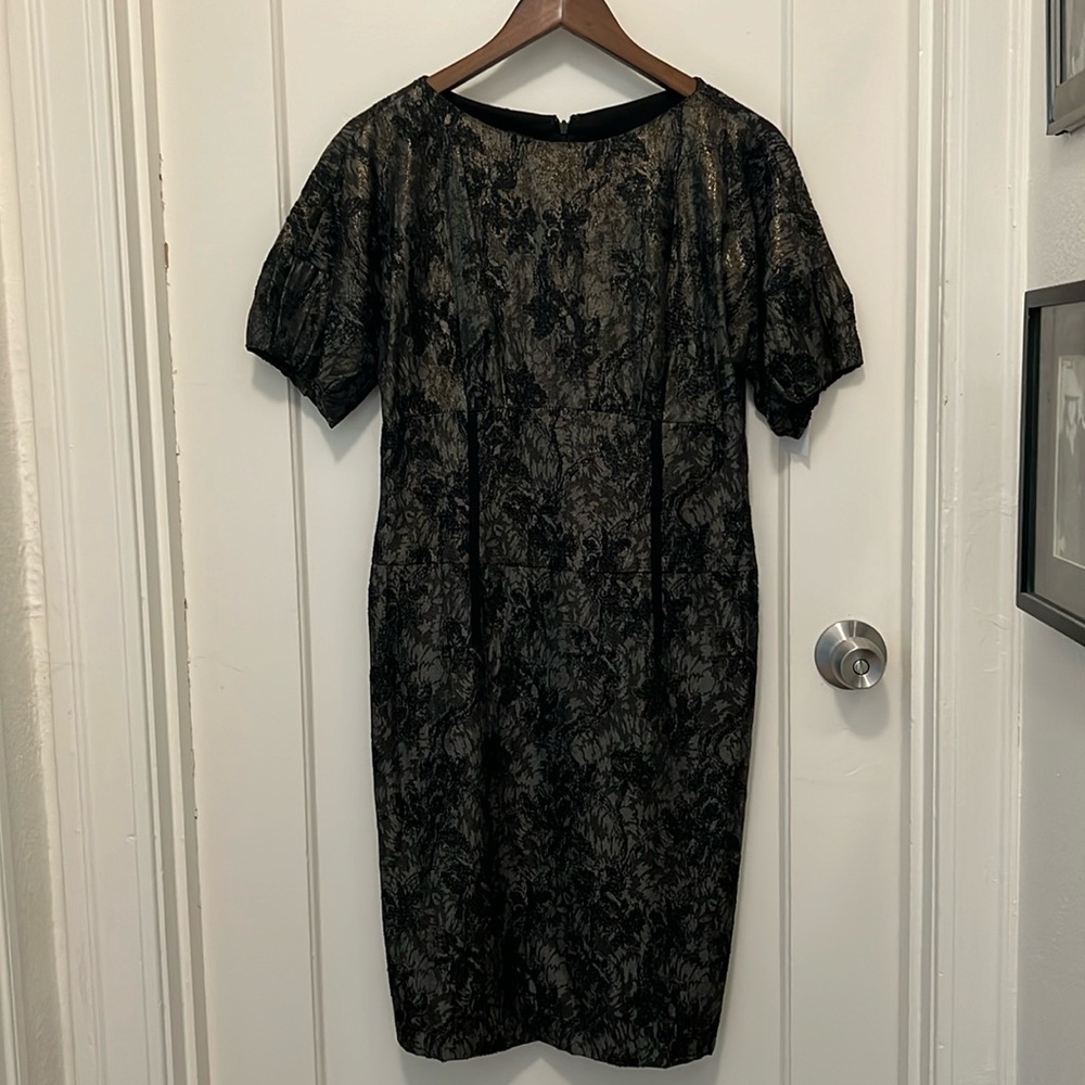 Anne Klein Dress, size 6, black, greige, gold. Elegant!